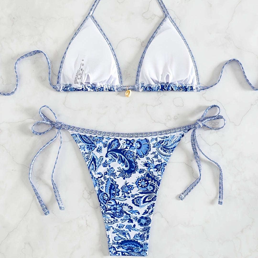 Damen Triangel-Bikini mit floralen Mustern EB