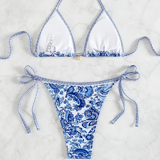 Damen Triangel-Bikini mit floralen Mustern EB