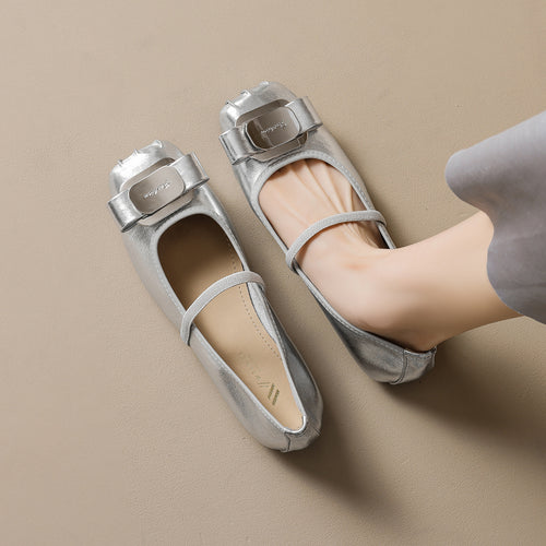 Damen elegante Ballerinas mit modischer Schleife und komfortablem Riemen EB