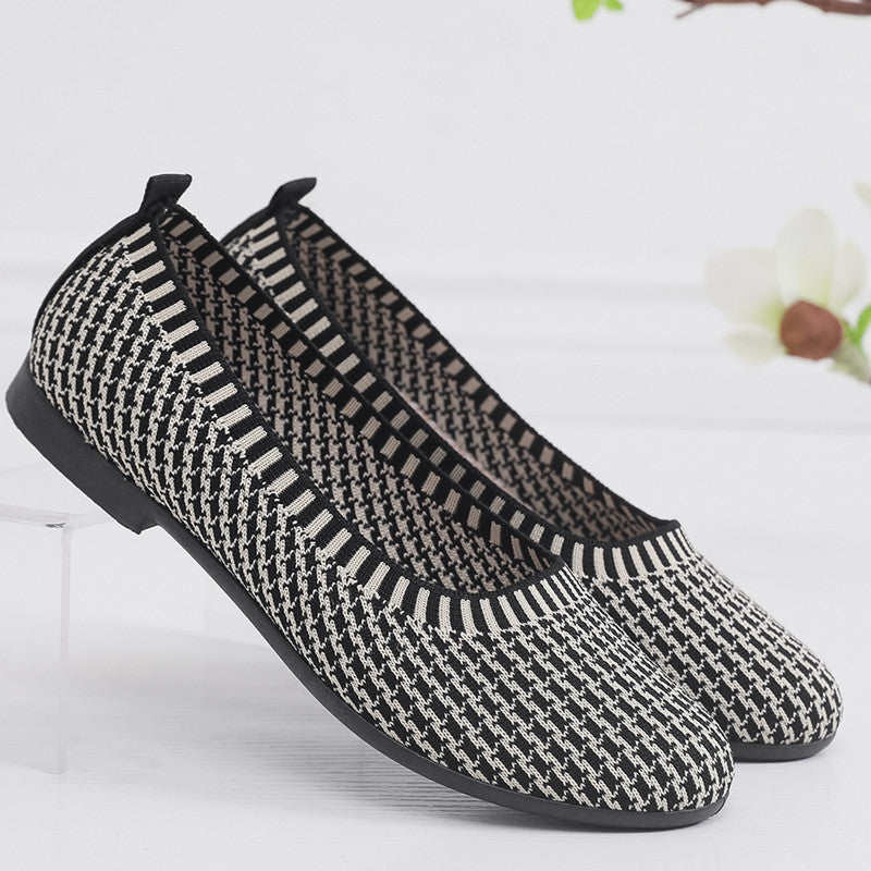 Damen Elegante Ballerinas aus atmungsaktivem Strickmaterial EB