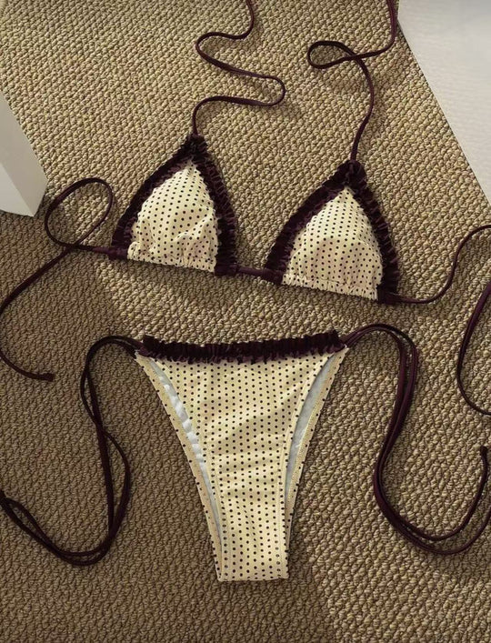 Damen Bikini-Set mit verspieltem Karomuster und charmanten Rüschendetails EB