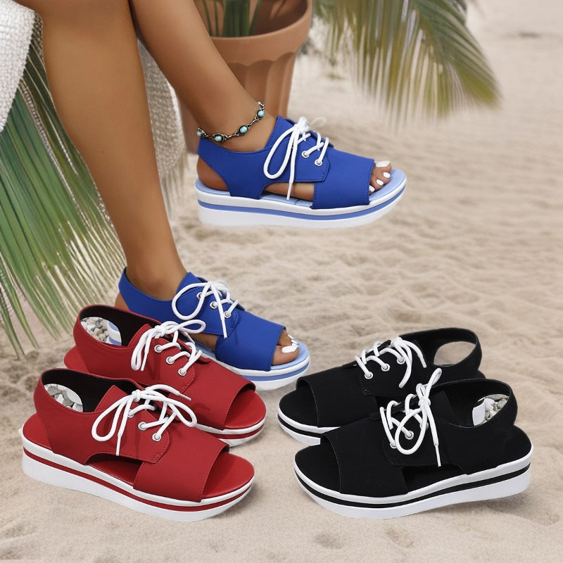 Damen Sportliche Sneaker-Sandalen mit offenem Zehenbereich und modischem Obermaterial EB