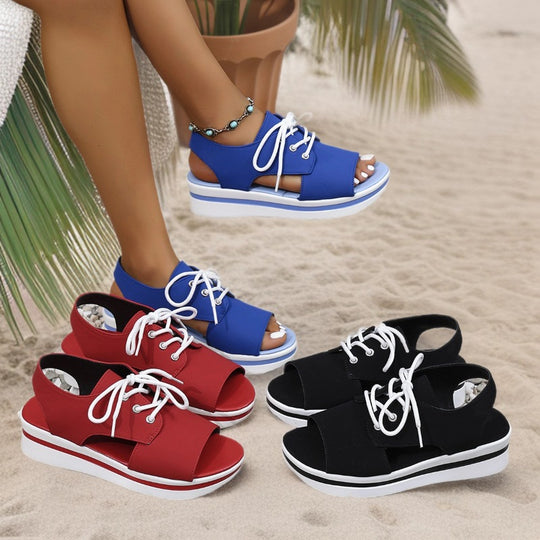 Damen Sportliche Sneaker-Sandalen mit offenem Zehenbereich und modischem Obermaterial EB