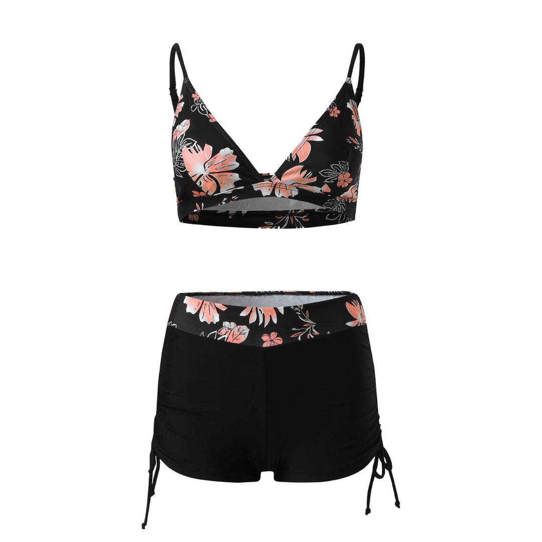 Damen Bikini-Set mit modischem Oberteil und hoch geschnittenen Shorts EB