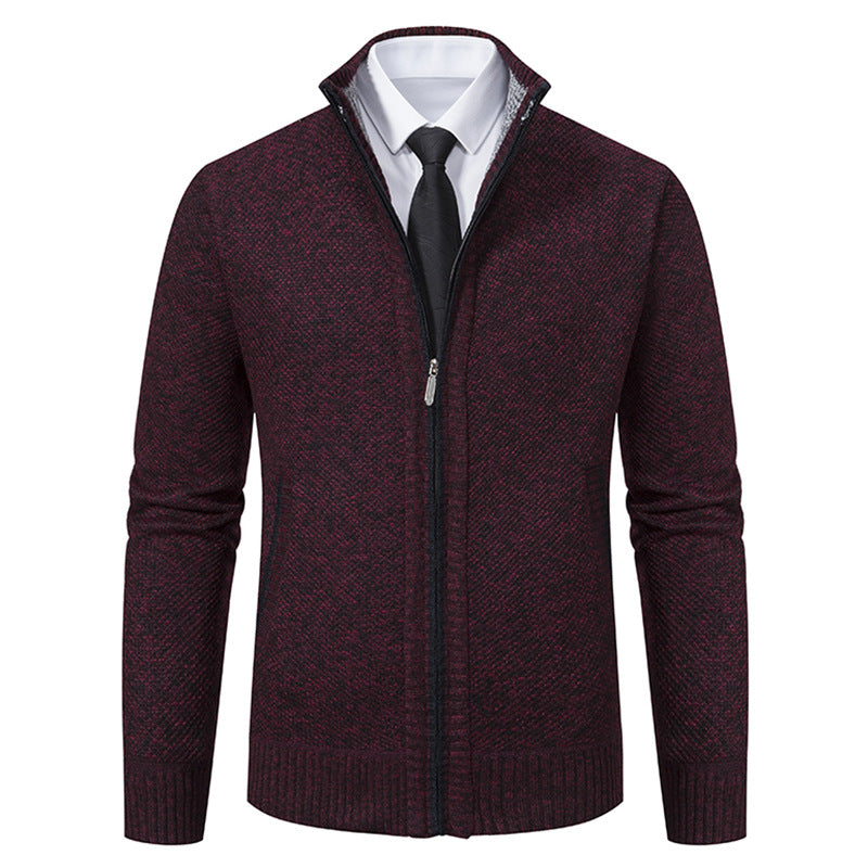 Herren elegante Strickjacke mit hohem Kragen und praktischem Reißverschluss EB