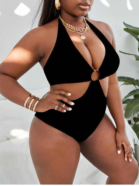 Damen Hochgeschlossenes Cut-Out Badeoberteil EB