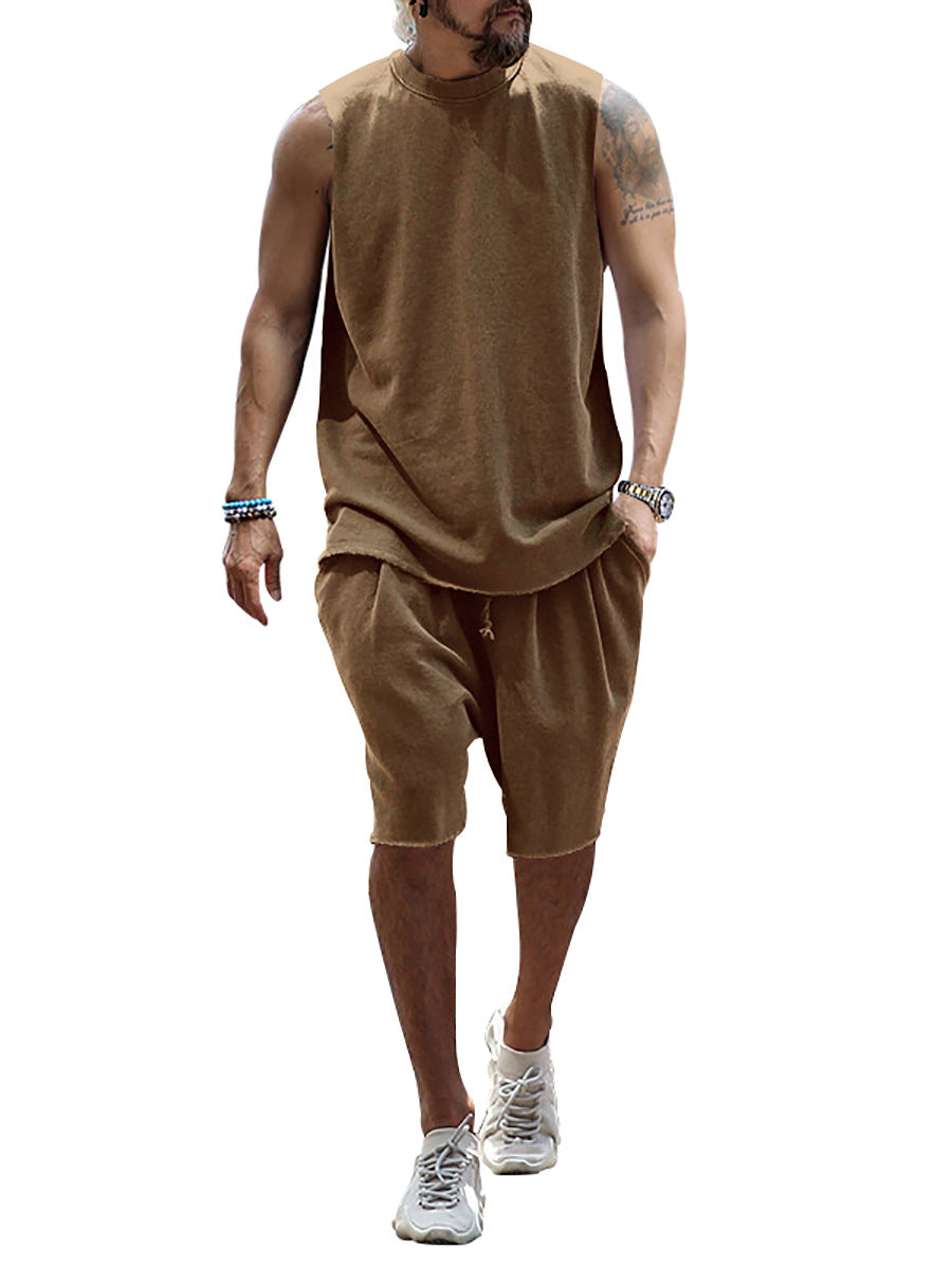 Herren sportliches Tanktop und Shorts-Set aus hochwertigem Baumwollmix EB