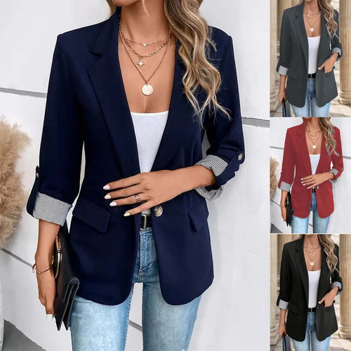 Damen schicke Blazerjacke mit kontrastierenden Ärmeldetails EB