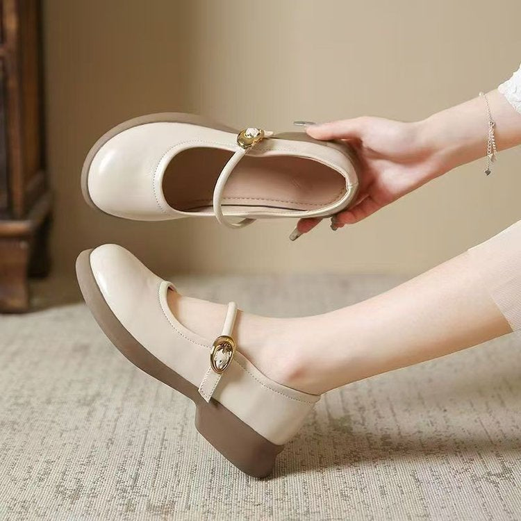 Damen Mary Jane Ballerinas mit elegantem Riemen und bequemem Fußbett EB