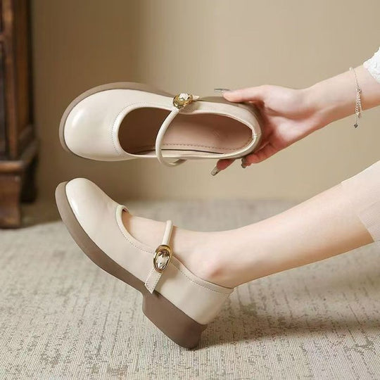 Damen Mary Jane Ballerinas mit elegantem Riemen und bequemem Fußbett EB