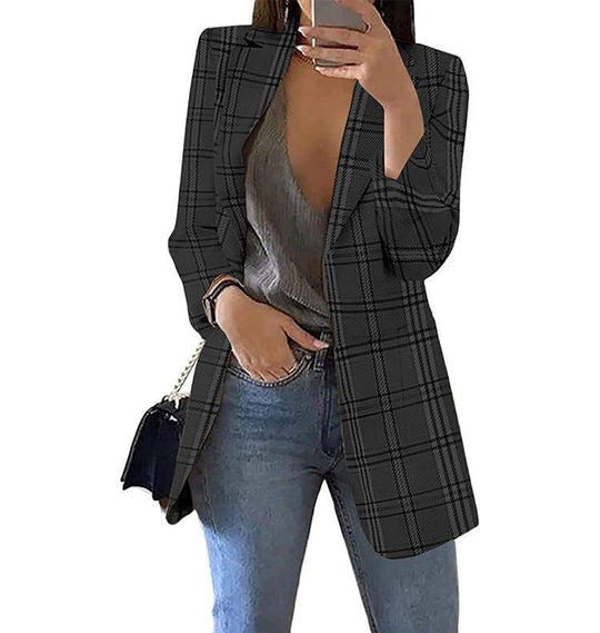Damen Karierter Blazer mit modernem Schnitt und lässigen Details EB