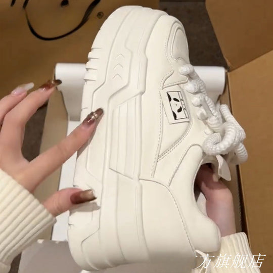 Damen Modische Sneaker mit dicker Profilsohle und elastischen Schnürsenkeln EB