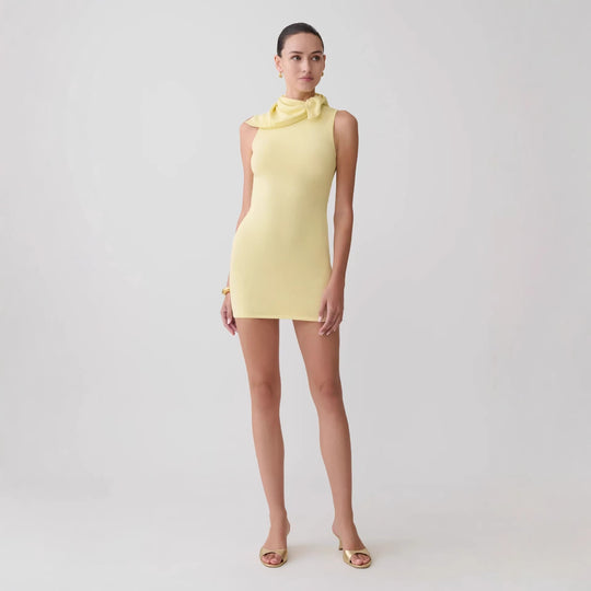 Damen Elegantes Minikleid mit asymmetrischem Kragen EB
