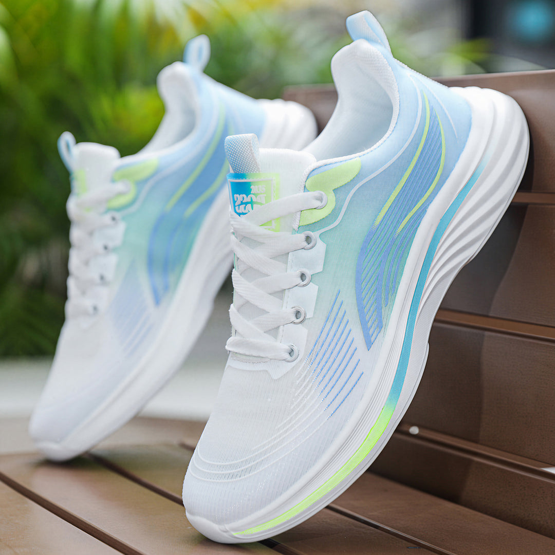Unisex nan leichtgewichtiger Komfort-Running-Sneaker mit nahtlosem Mesh-Obermaterial, gepolstertem Fersenkragen und stoßabsorbierender Wellen-EVA-Sohle EB