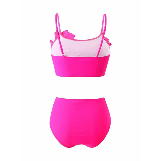 Damen Hoch tailliertes Bikini-Set mit floralem Design EB
