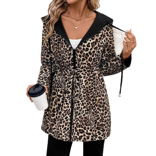 Damen Leichtgewichtige Kapuzenjacke mit tierischem Muster EB