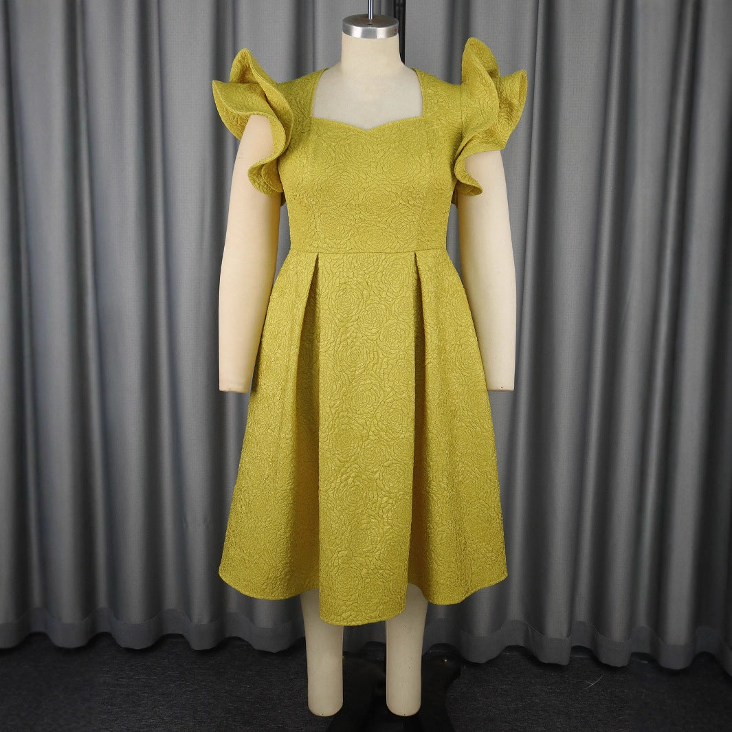 Damen Elegantes Cocktailkleid mit voluminösen Rüschensäumen EB