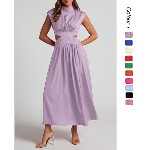 Damen Maxikleid mit kreativem Schnitt und tailliertem Design EB