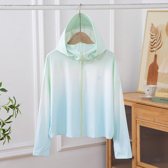 Damen nan leichte Kapuzenjacke mit UV-Schutz, schnell trocknender Sportjacke mit Reißverschluss R&B