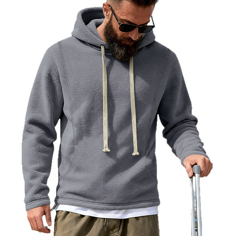 Herren Fleece-Hoodie mit Teddystruktur, Kapuze und entspannter Passform EB