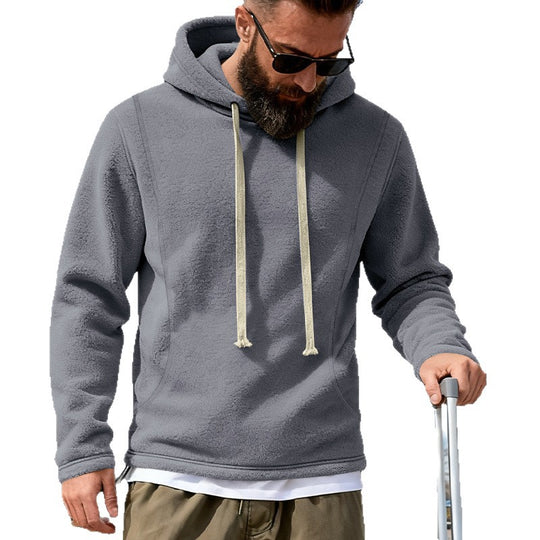 Herren Fleece-Hoodie mit Teddystruktur, Kapuze und entspannter Passform EB