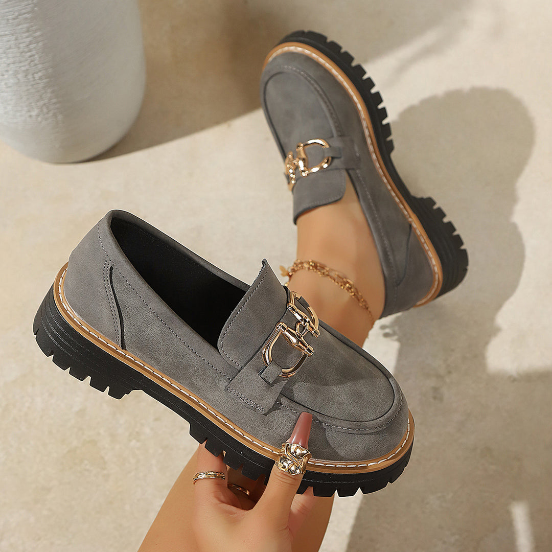 Damen modische Mokassins mit robustem Profil und glamourösem Schmuck EB