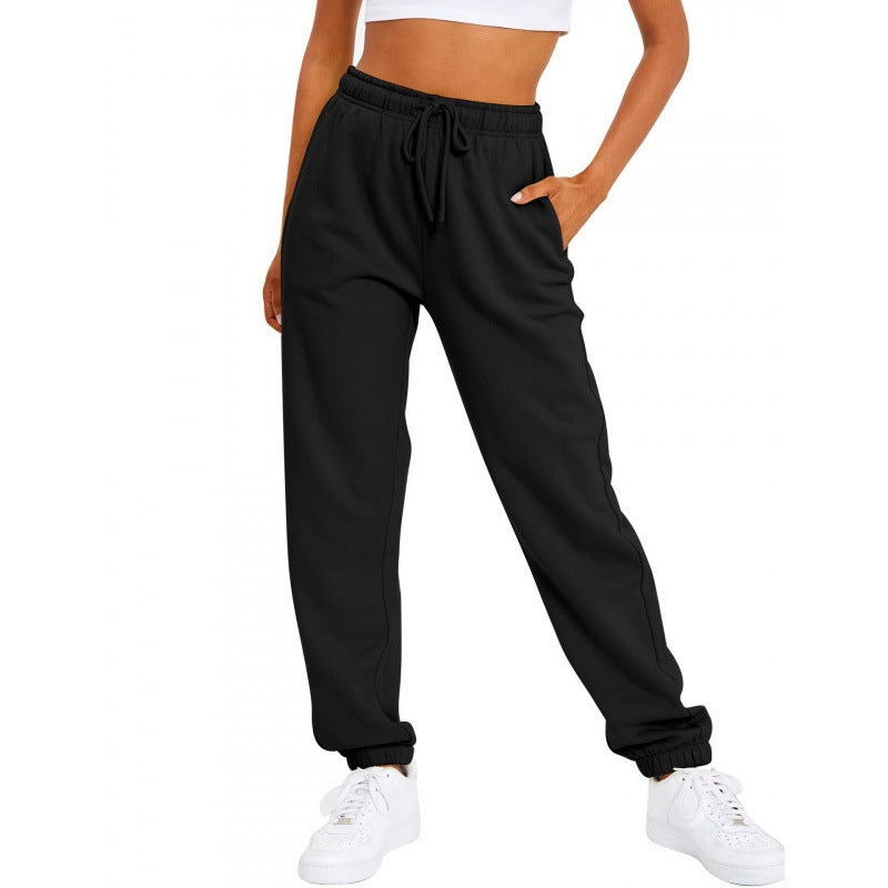 Damen nan locker sitzende Jogginghose mit hohem Komfortbund, verstellbarem Kordelzug und tiefen Seitentaschen EB