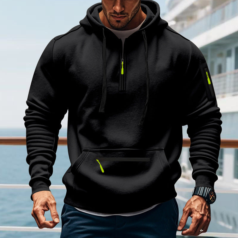 Herren sportlicher Kapuzenpullover mit praktischem Zwei-Wege-Reißverschluss und seitlichen Taschen EB