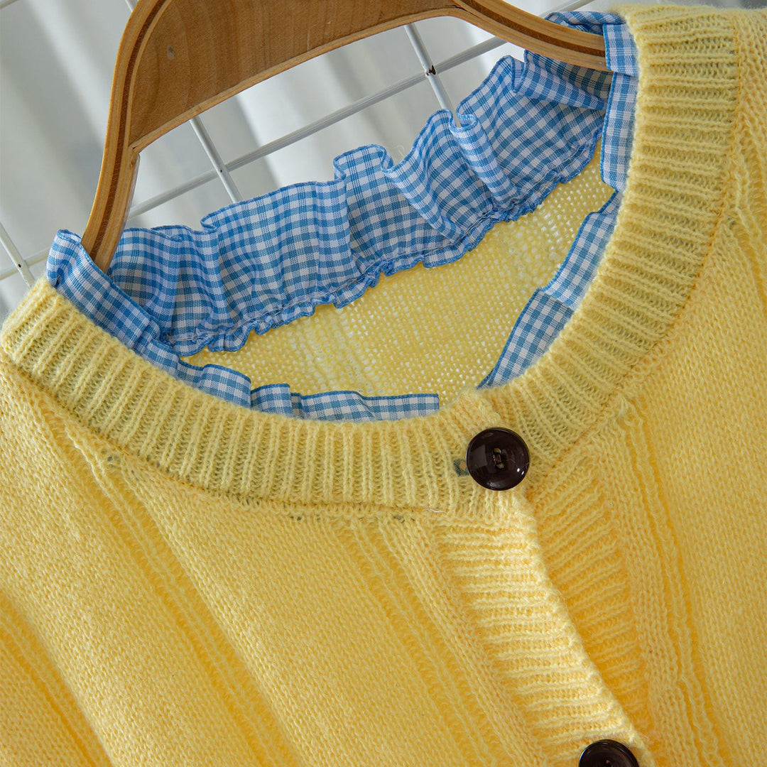 Damen Leichte Strickjacke mit hübschen Rüschendetails EB