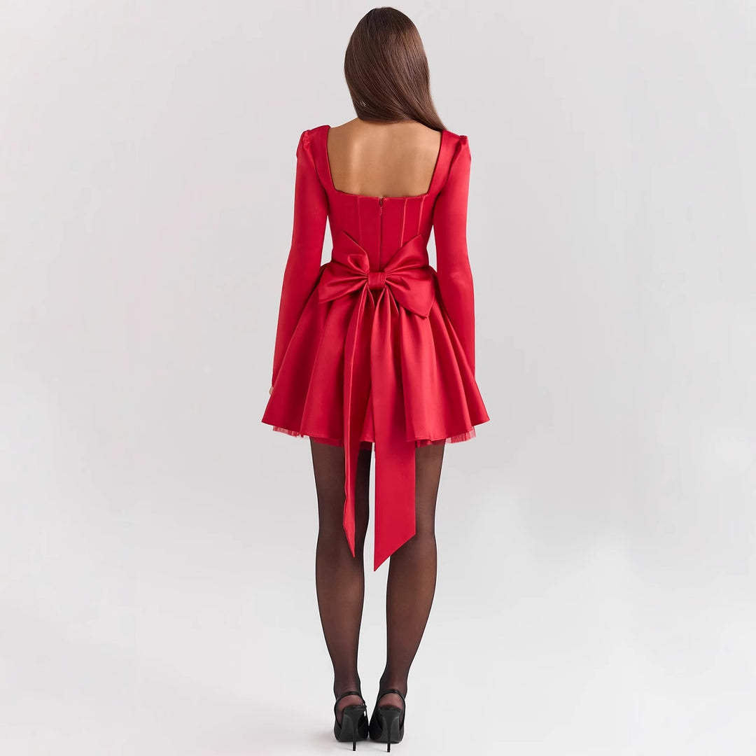 Damen Partykleid mit strukturiertem Oberteil und schwingendem Rock EB