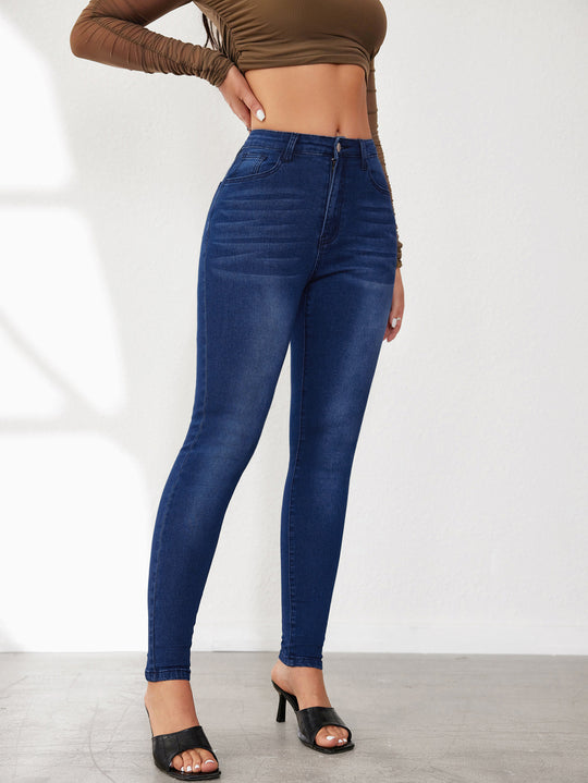 Damen Hochtaillierte Skinny Jeans mit moderner Waschung und raffinierten Details EB
