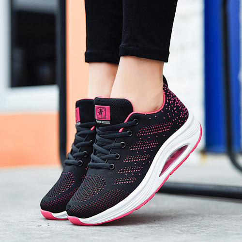 Damen nan atmungsaktiver Strick-Gehkomfort-Sneaker mit integrierter Luftfederung und ergonomischer Rockersohle EB