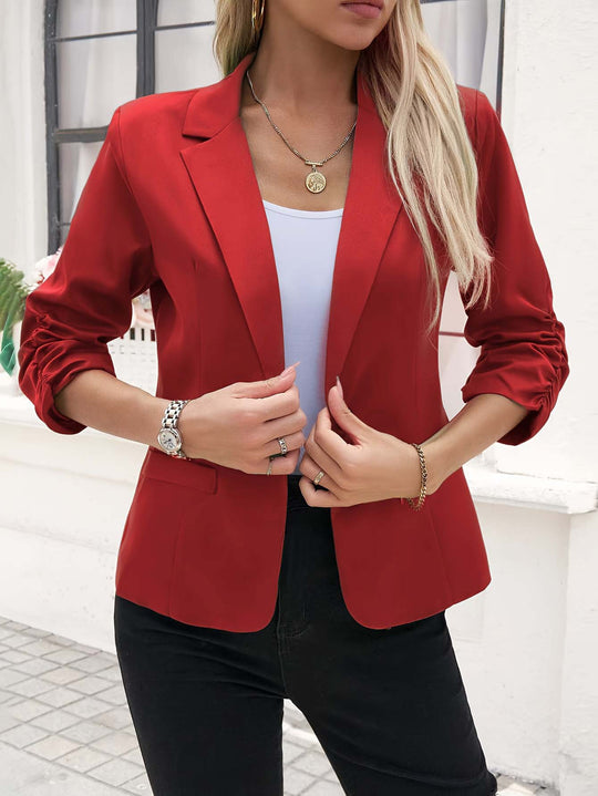 Damen modische Blazerjacke mit innovativem Schnitt und elastischen Ärmeln EB