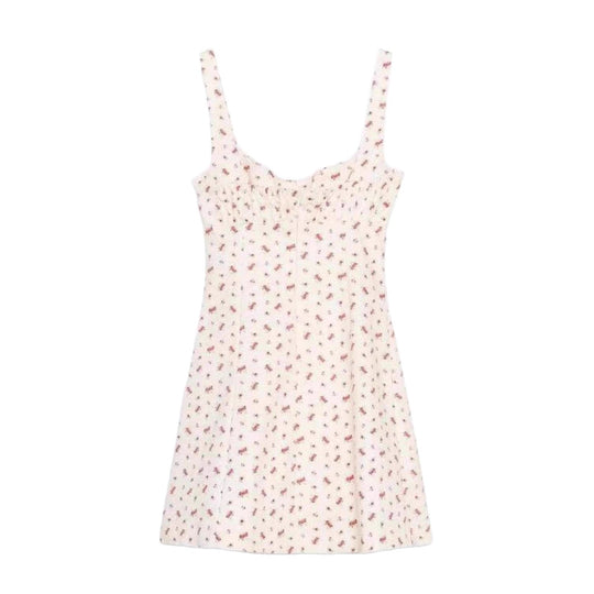 Damen Minikleid mit zartem Blumenmuster und schmalen Trägern EB