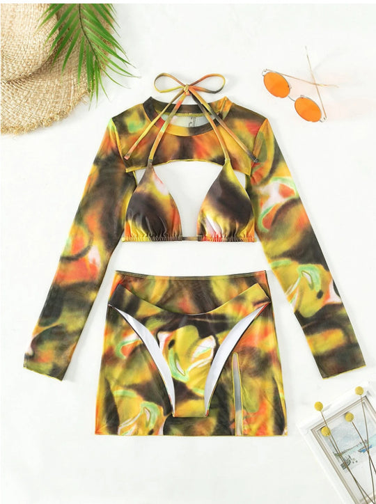 Damen Bikiniset mit langärmligem Oberteil EB