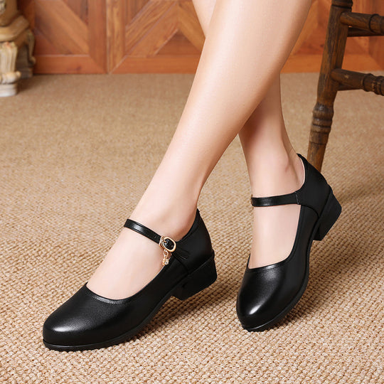 Damen Mary Jane Pumps mit bequemem Blockabsatz und modischem Schnallenakzent EB