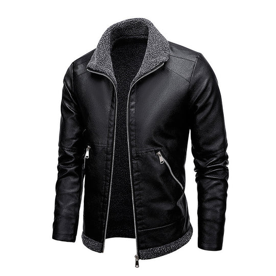 Herren Aviator-Kunstlederjacke mit vollem Sherpa-Innenfutter und Reißverschluss EB