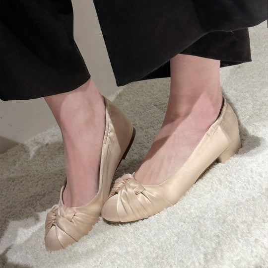 Damen Ballerinas mit elegantem Schleifenakzent und weichem Veloursleder EB