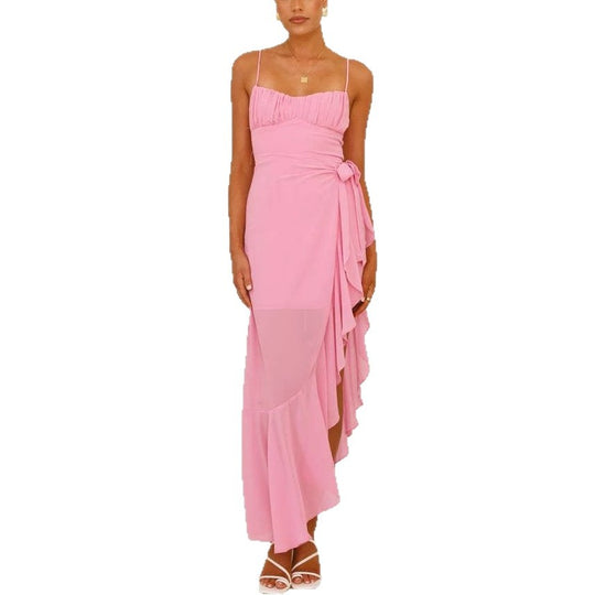 Damen Maxi-Kleid mit fließendem Schnitt und Rüschen EB