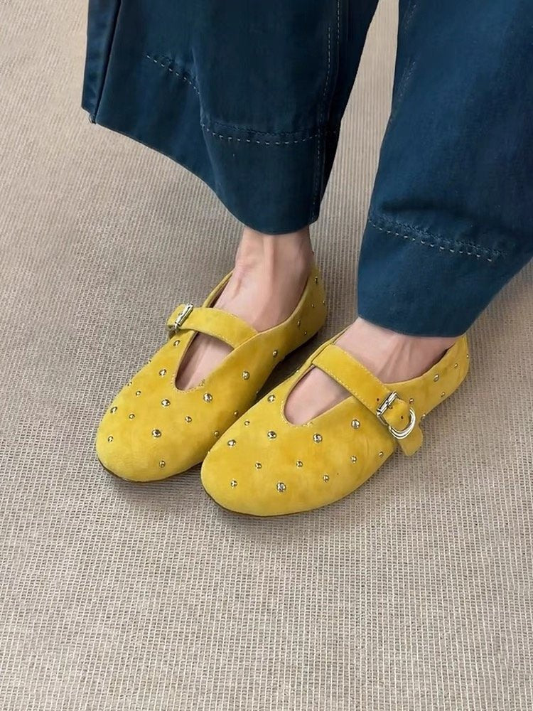 Damen elegante Ballerinas mit dekorativen Schmucksteinen und modischem Riemchen EB