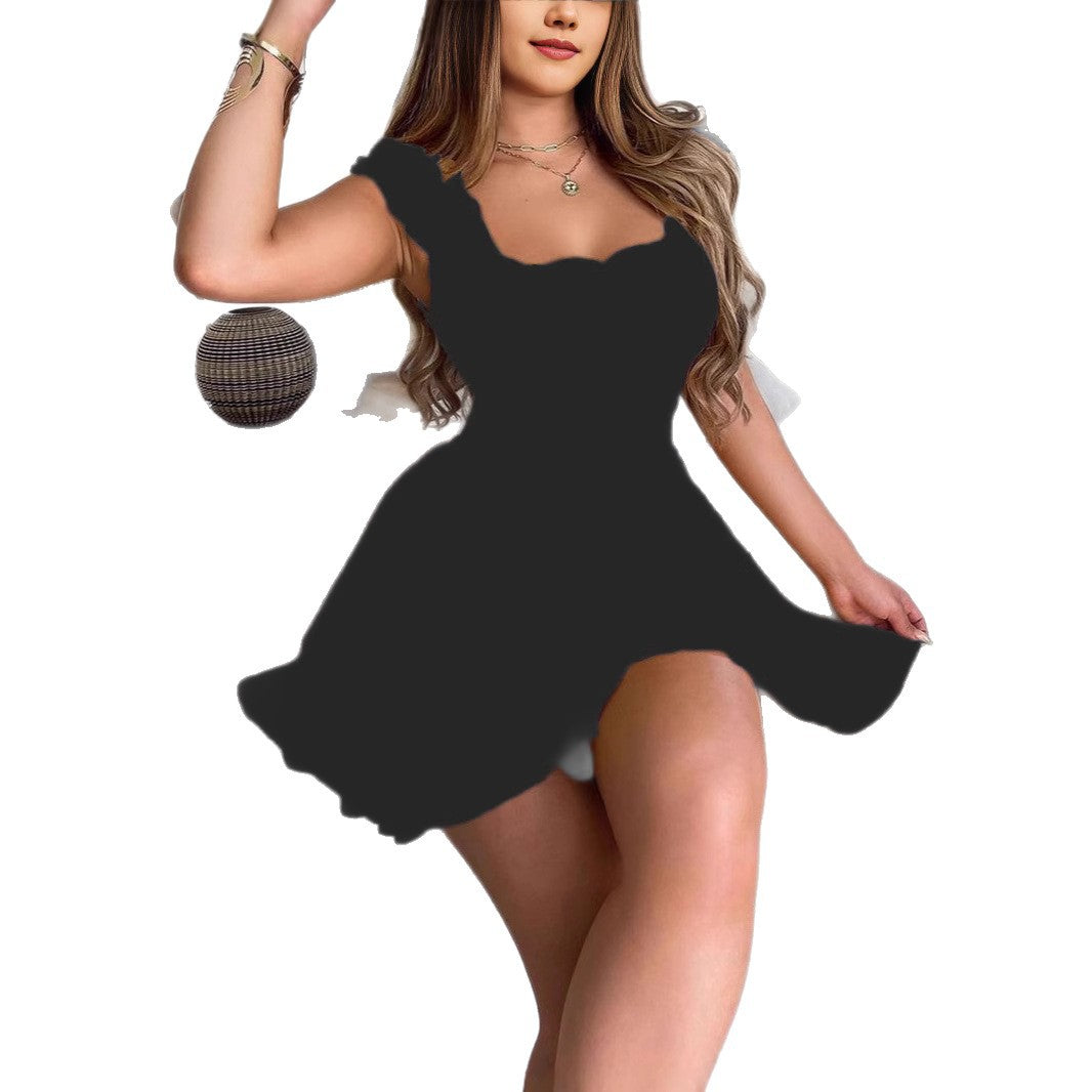 Damen Sommerkleid mit Rüschendetails und elastischem Bund EB