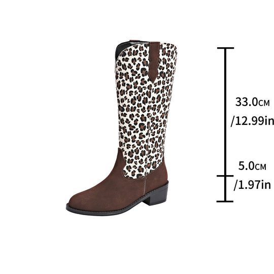 Damen Stiefel mit trendigem Punktmuster und robustem Blockabsatz EB