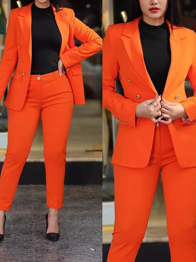 Damen Elegantes Anzug-Set mit tailliertem Blazer und schmalen Hosen EB