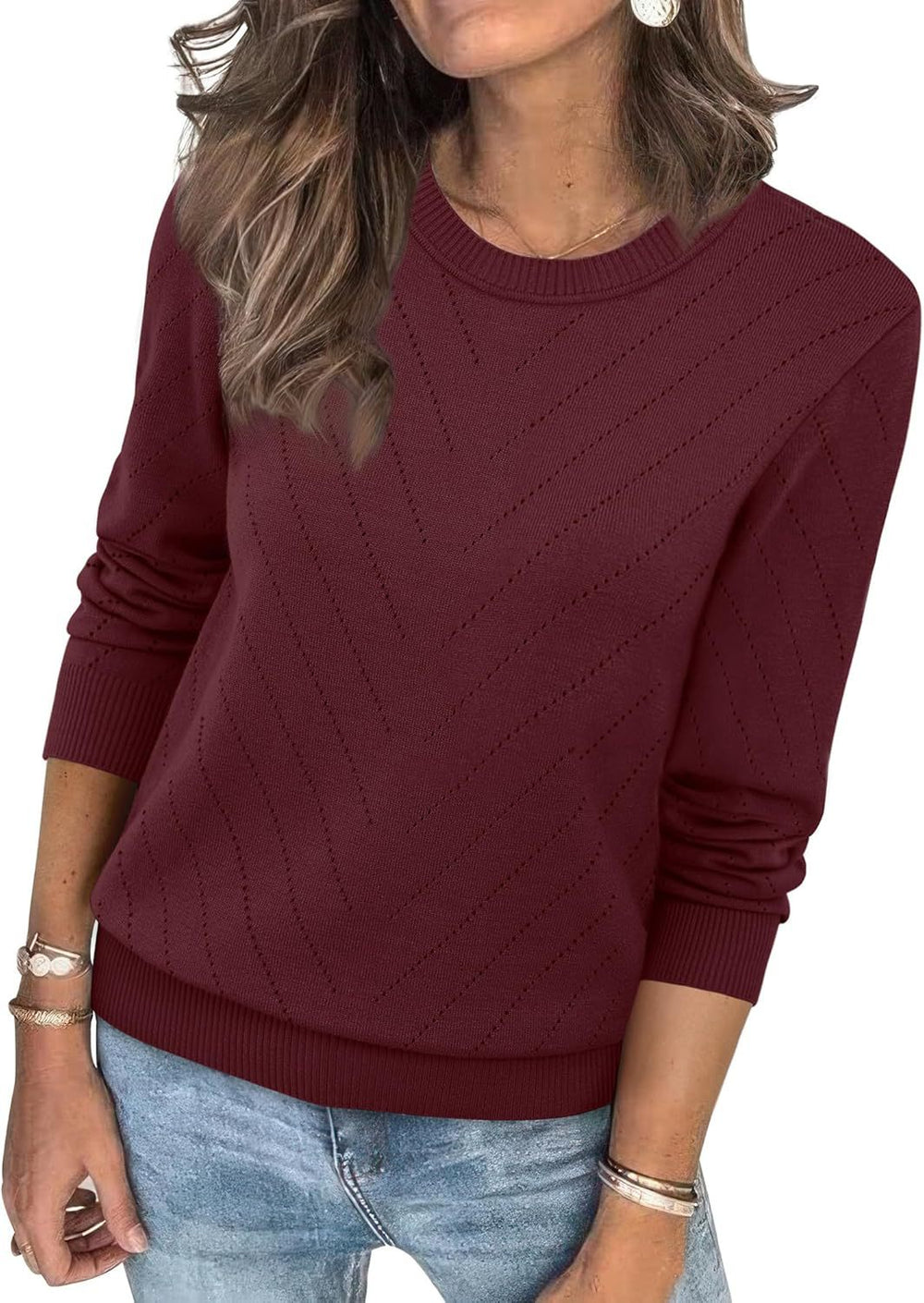 Damen eleganter gestreifter Pullover EB