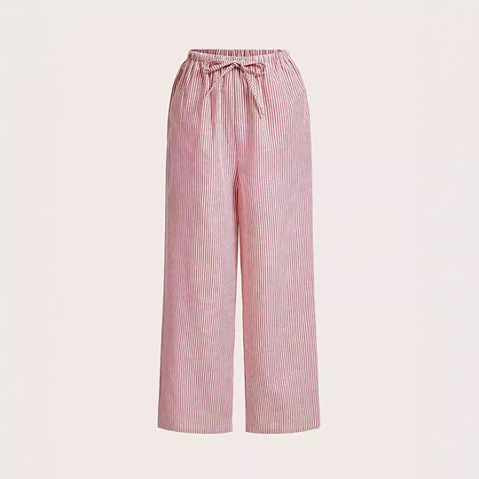 Damen Weite Sommerhose mit komfortablem Gummibund und Streifenmuster EB