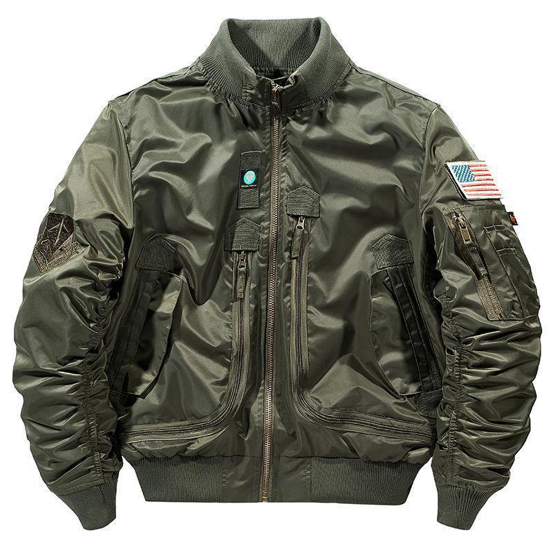 Herren Flieger-Bomberjacke mit multifunktionalen Reißverschluss- und Utility-Taschen EB