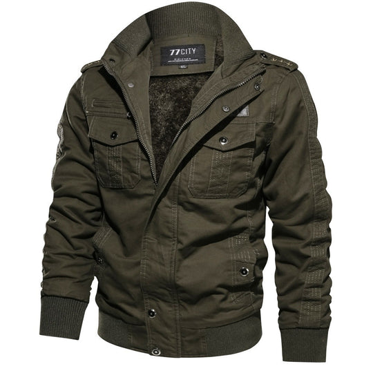 Herren nan militärisch inspiriertes Bomber-Fieldjacke mit Epauletten, verdecktem Reißverschluss und Klappbrusttaschen EB
