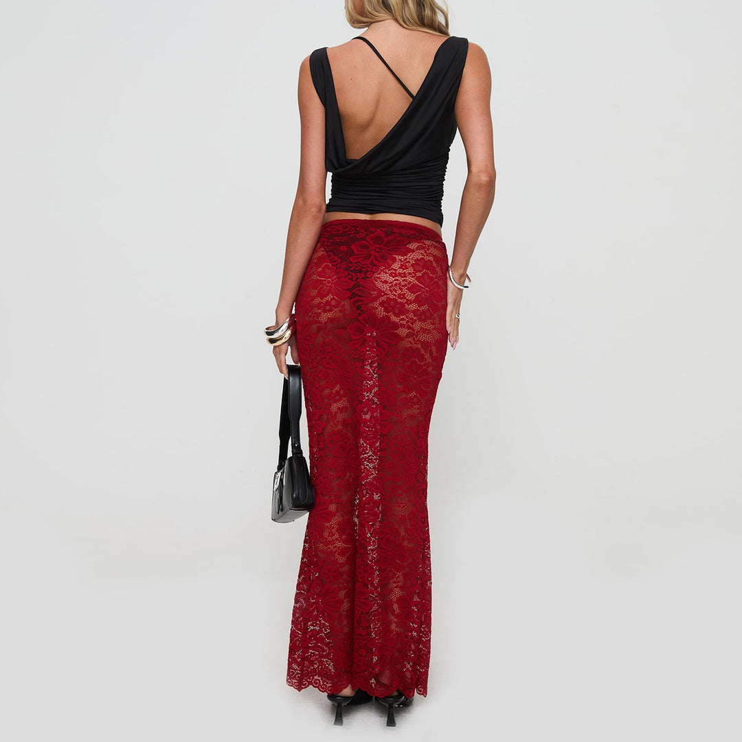 Damen Spitzen Saum Rock EB