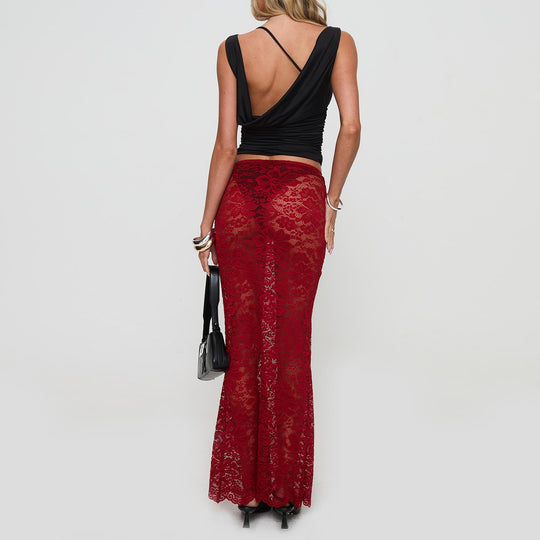 Damen Spitzen Saum Rock EB
