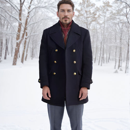 Herren modischer Doppeltbreasted Mantel mit praktischen Taschen EB